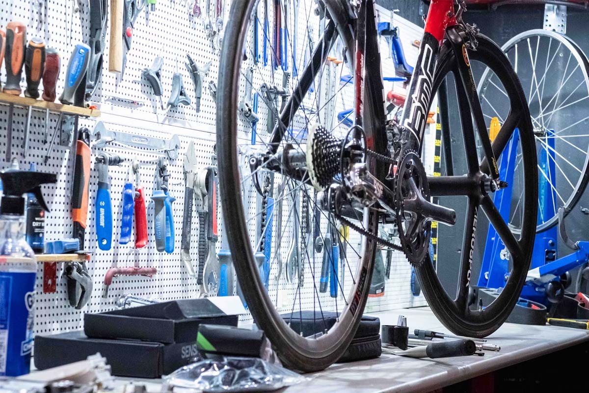 Bike in a Garage with Tools